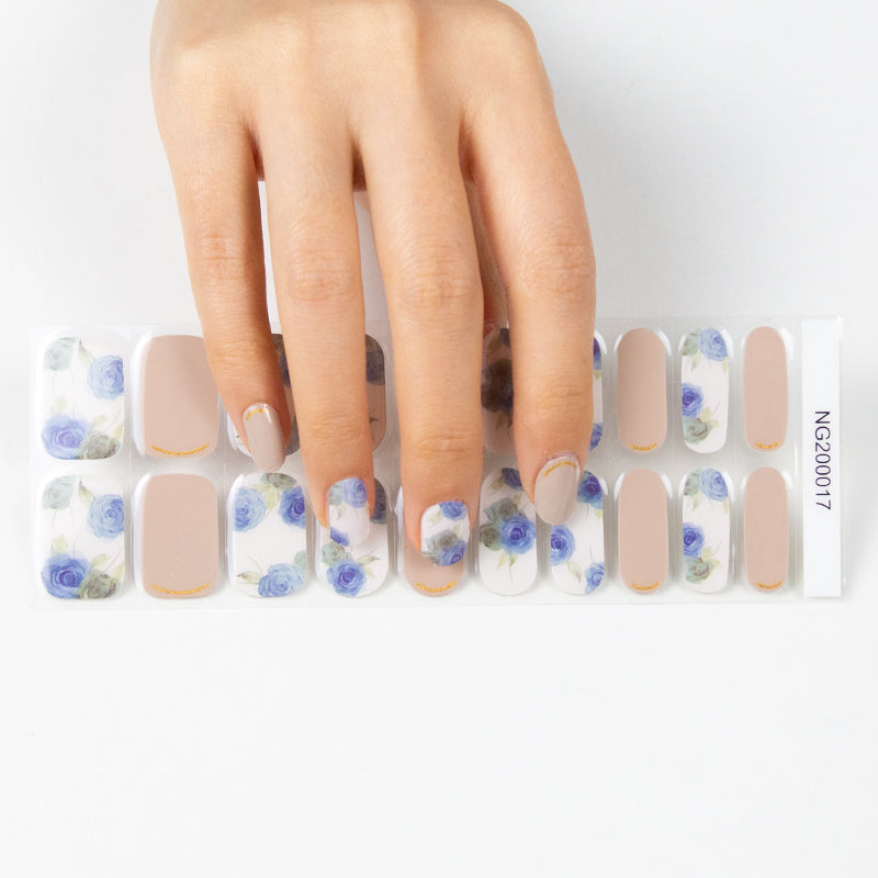 Blue Blossom Semi Cured Gel Nail Strips