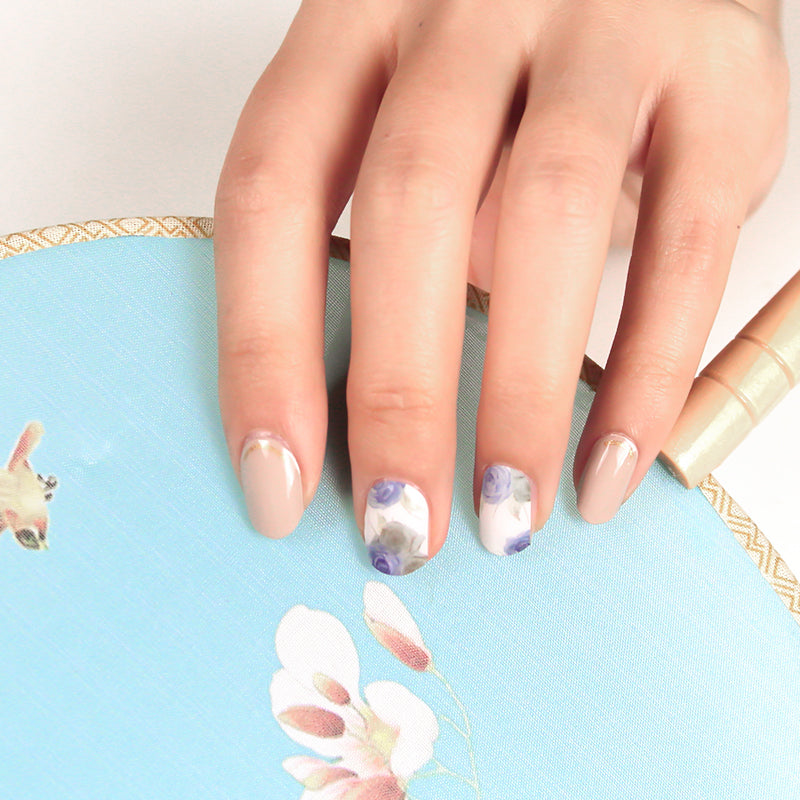 Blue Blossom Semi Cured Gel Nail Strips