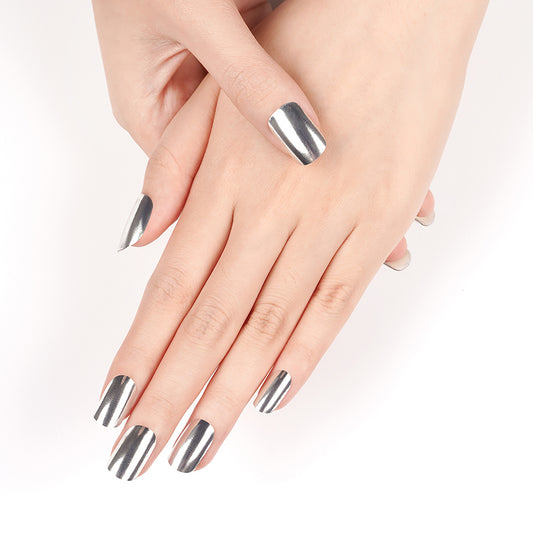 Silver Metallic Semi Cured Gel Nail Strips