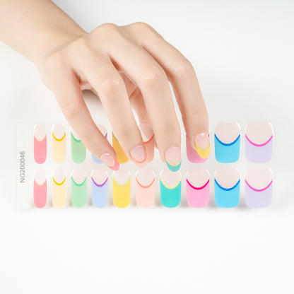 Colorful French Tip Semi Cured Gel Nail Strips