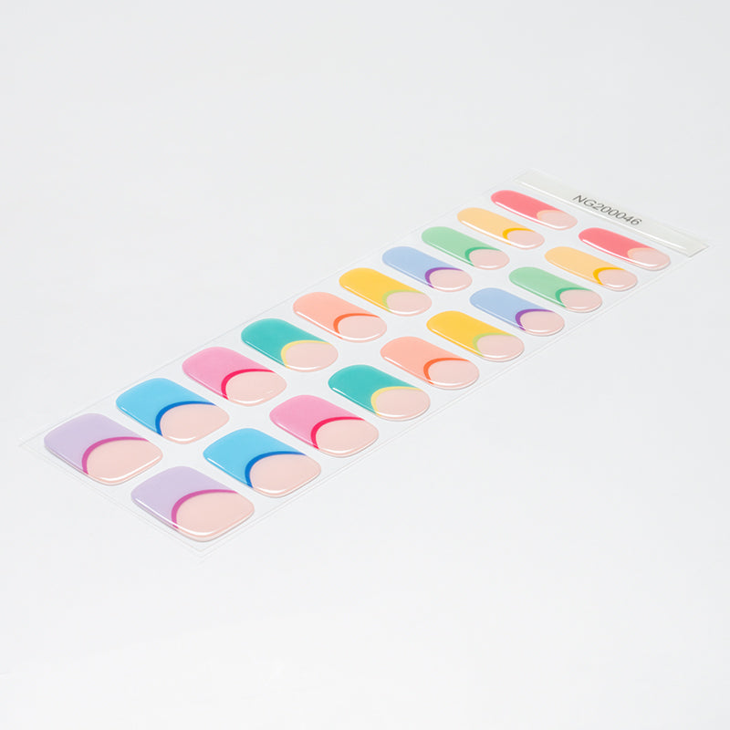 Colorful French Tip Semi Cured Gel Nail Strips