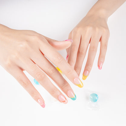 Colorful French Tip Semi Cured Gel Nail Strips