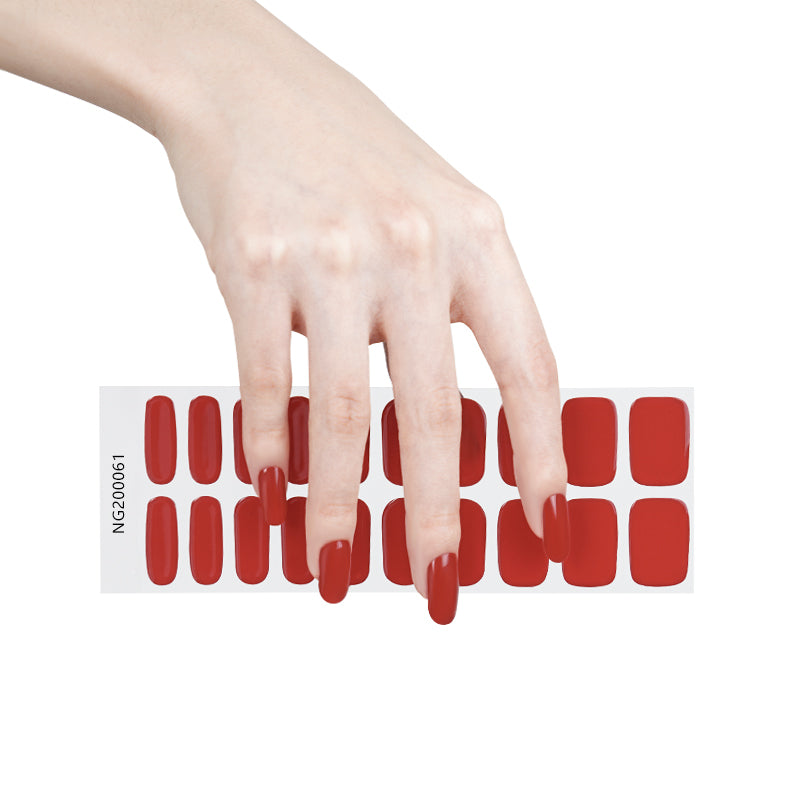 Radiant Ruby Red Semi Cured Gel Nail Strips