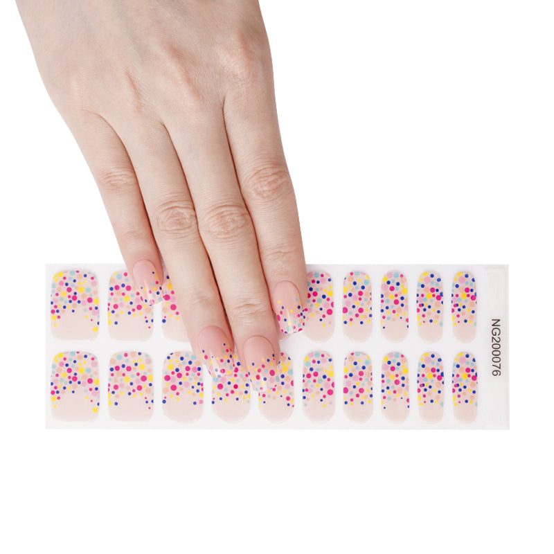 Rainbow Confetti Semi Cured Gel Nail Strips