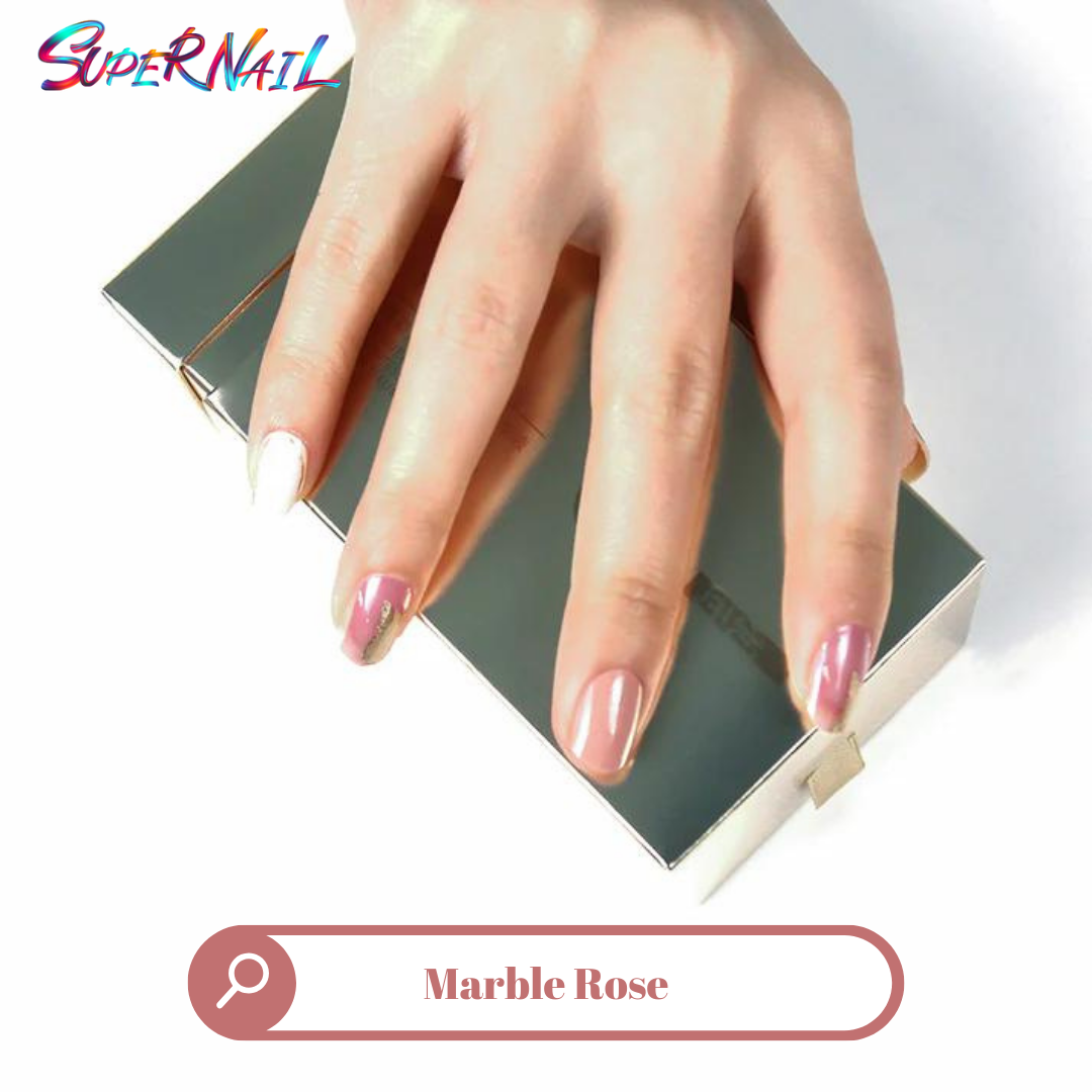 Marble Rose Semi Cured Gel Nail Strips