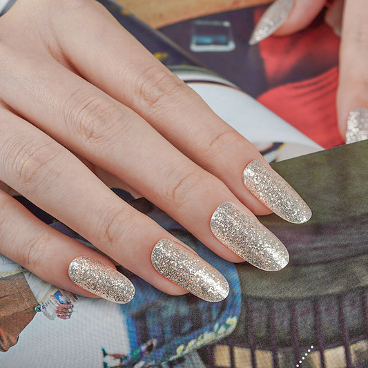 Glitter Gold Semi Cured Gel Nail Strips