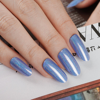 Sky Blue Sparkle Semi Cured Gel Nail Strips