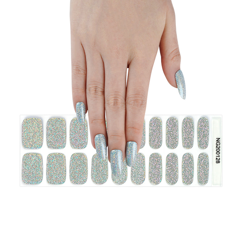 Holographic Silver Semi Cured Gel Nail Strips