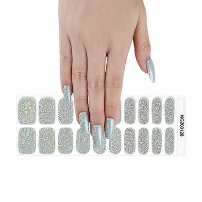 Holographic Silver Semi Cured Gel Nail Strips