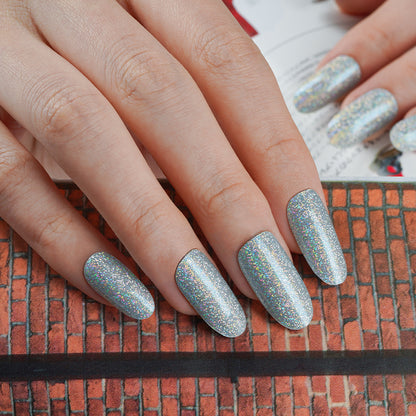 Holographic Silver Semi Cured Gel Nail Strips