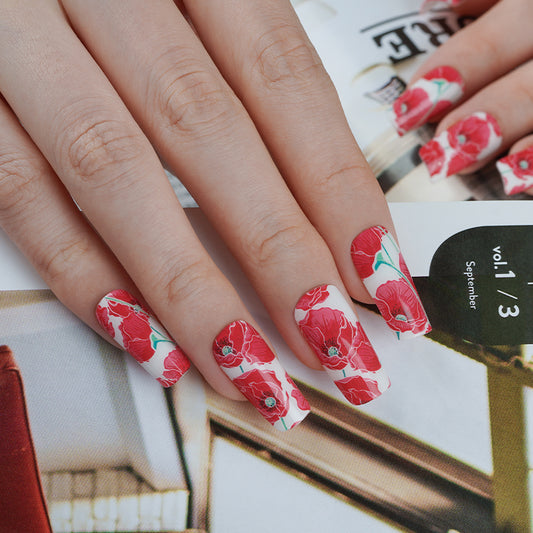 Poppy Passion Semi Cured Gel Nail Strips