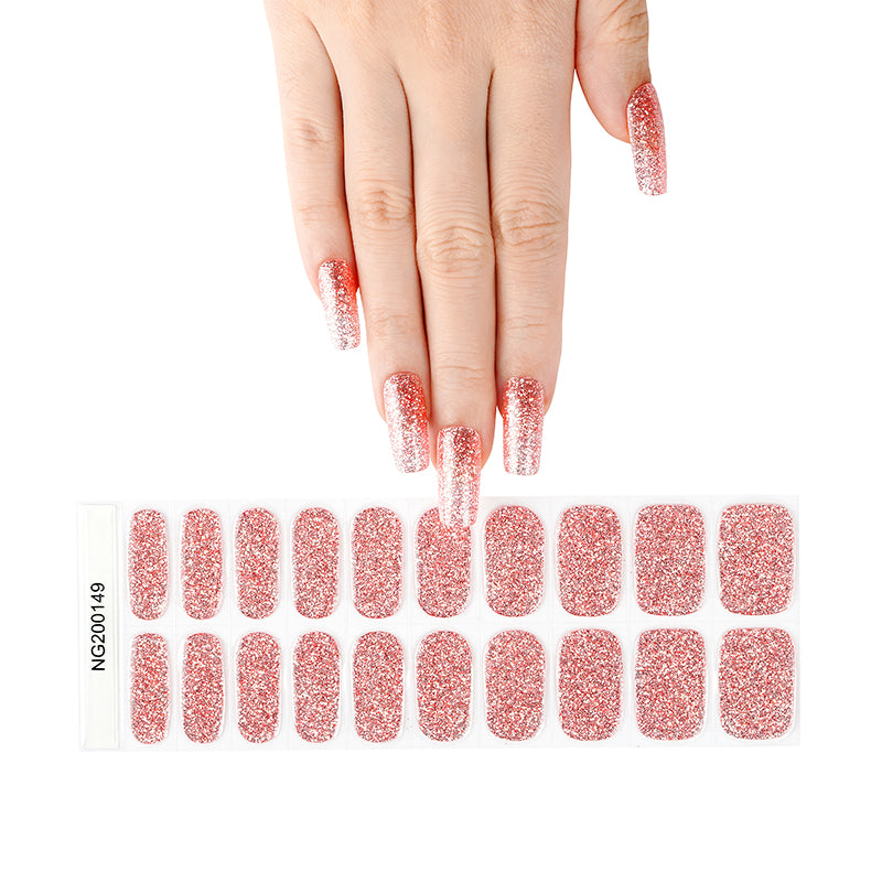 Rosy Sparkle Semi Cured Gel Nail Strips