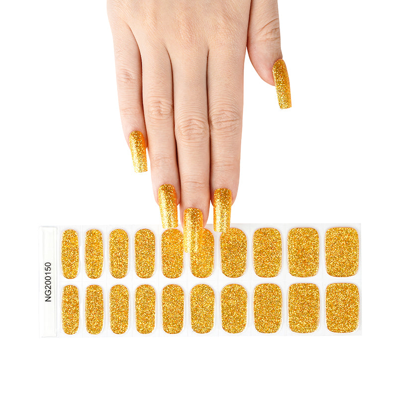 Golden Stardust Semi Cured Gel Nail Strips