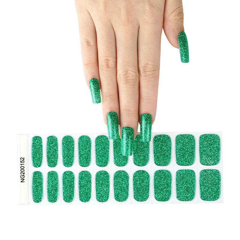 Emerald Elegance Semi Cured Gel Nail Strips