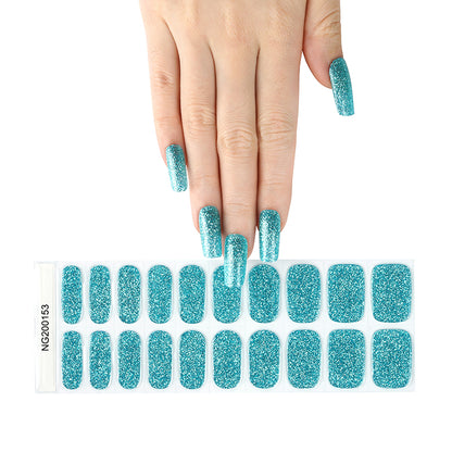 Aqua Sparkle Semi Cured Gel Nail Strips