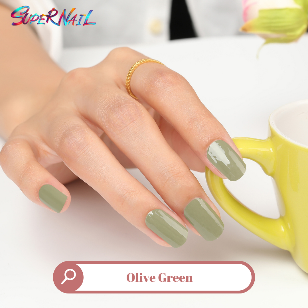 Olive Green Semi Cured Gel Nail Strips