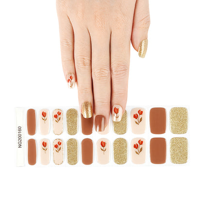 Golden Garden Semi Cured Gel Nail Strips