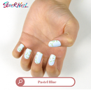 Pastel Blue Floral Semi Cured Gel Nail Strips