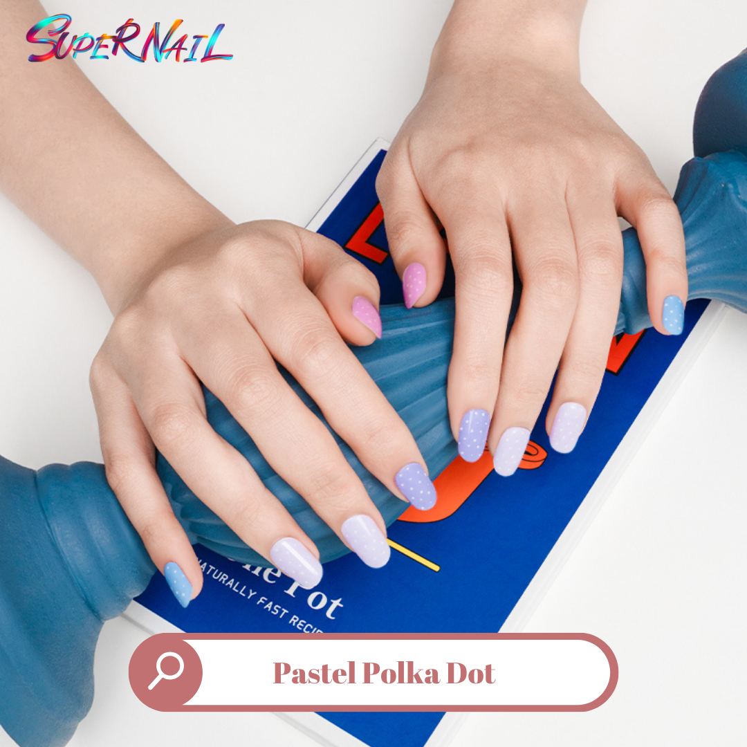 Pastel Polka Dot Semi Cured Gel Nail Strips