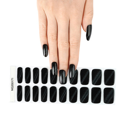 Midnight Black Elegance Semi Cured Gel Nail Strips