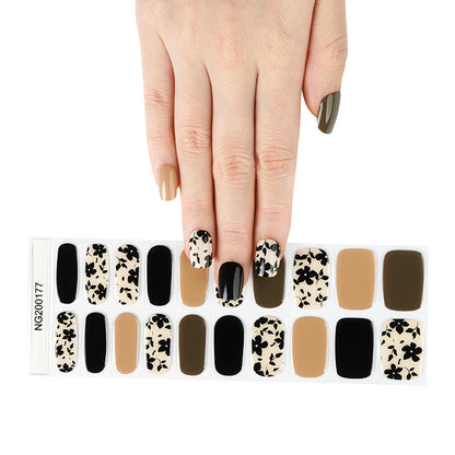 Ebony Bloom Semi Cured Gel Nail Strips