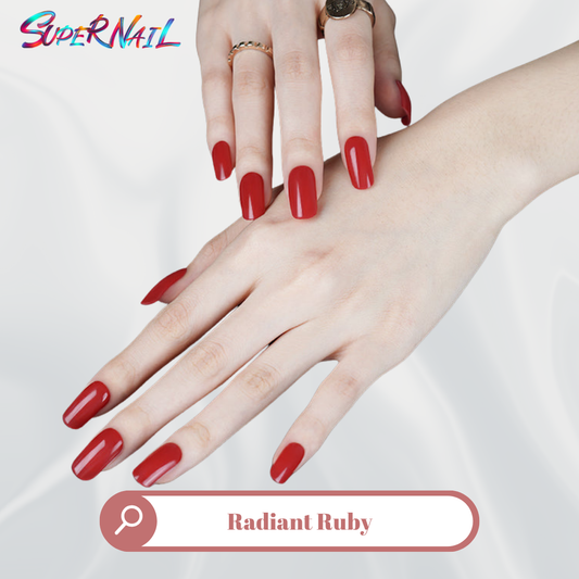 Radiant Ruby Red Semi Cured Gel Nail Strips