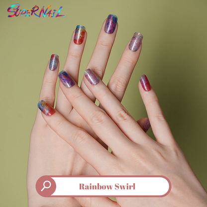 Rainbow Swirl Semi Cured Gel Nail Strips