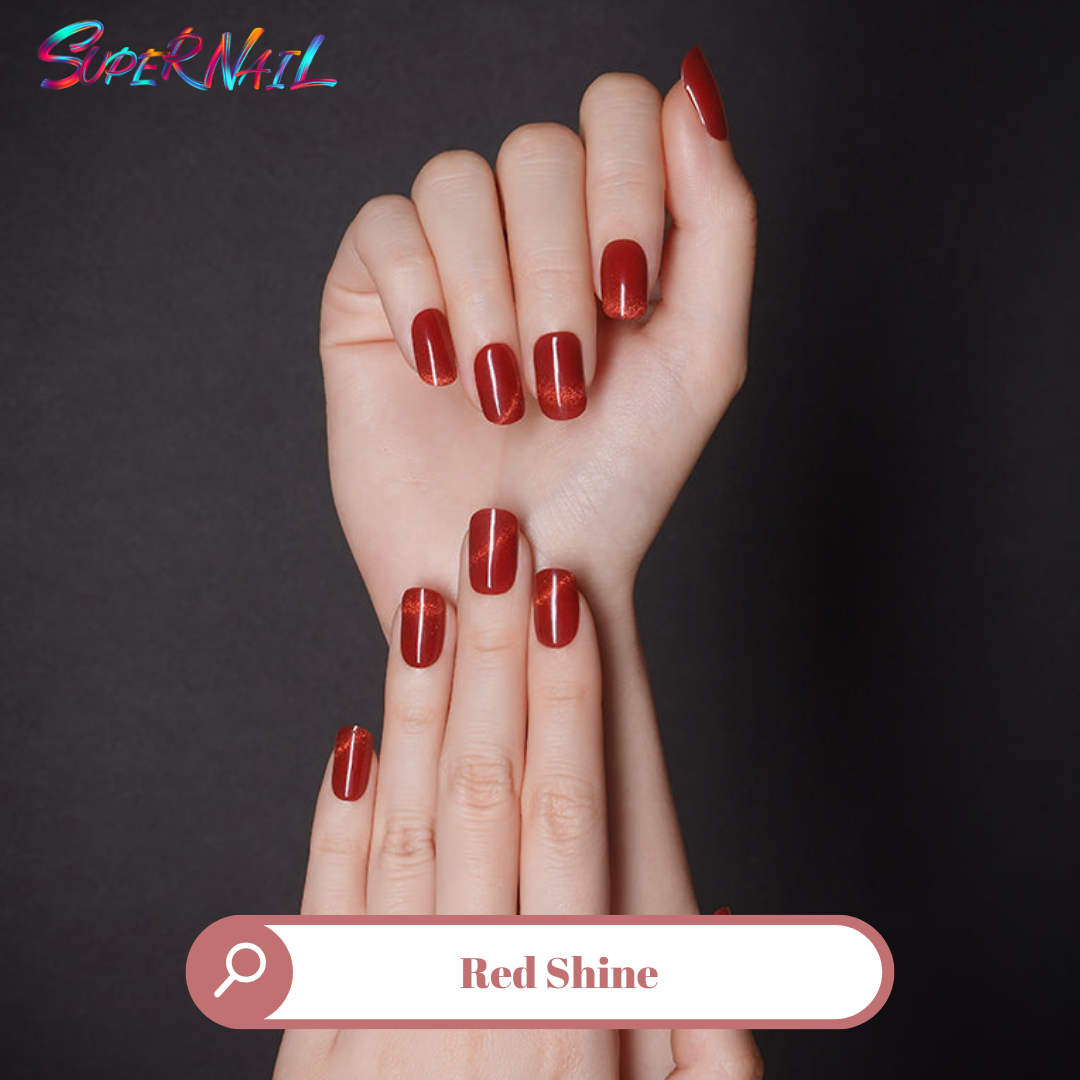 Red Shine Semi Cured Gel Nail Strips