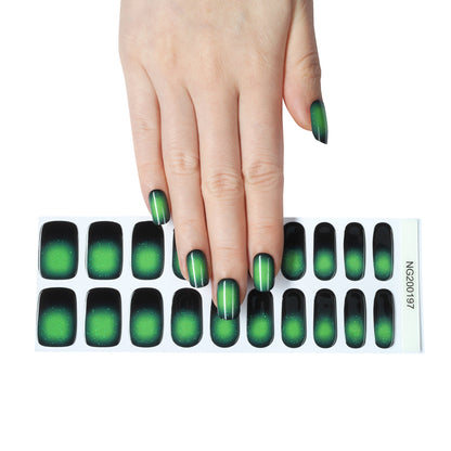 Emerald Glow Semi Cured Gel Nail Strips