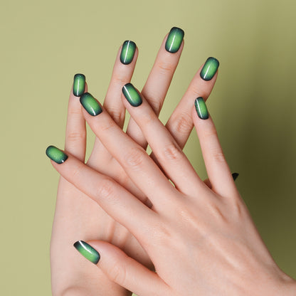 Emerald Glow Semi Cured Gel Nail Strips