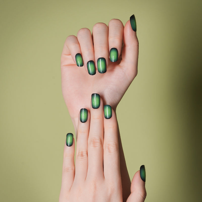 Emerald Glow Semi Cured Gel Nail Strips