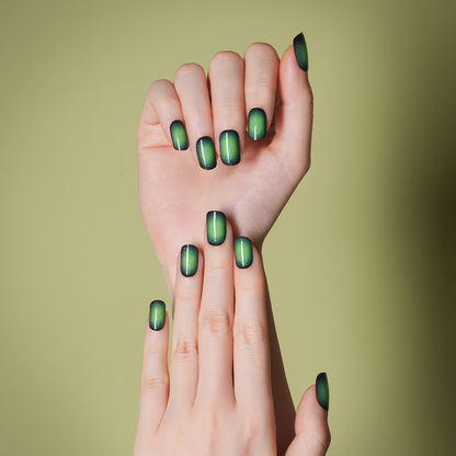 Emerald Glow Semi Cured Gel Nail Strips