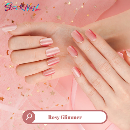 Rosy Glimmer Semi Cured Gel Nail Strips