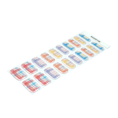 Rainbow Plaid Semi Cured Gel Nail Strips