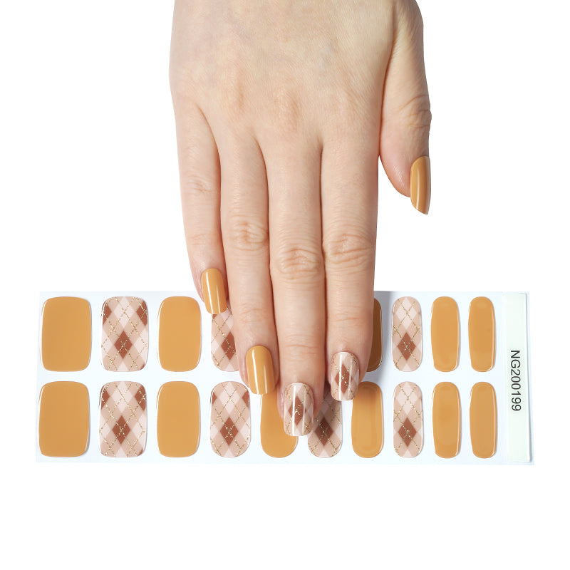 Autumn Argyle Semi Cured Gel Nail Strips