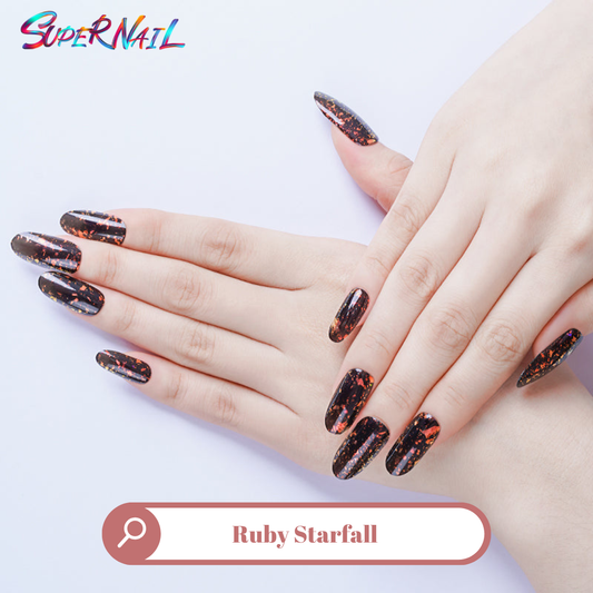 Ruby Starfall Semi Cured Gel Nail Strips