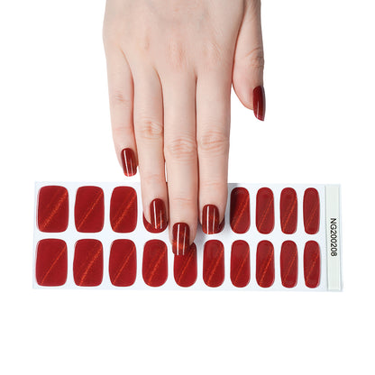 Red Shine Semi Cured Gel Nail Strips