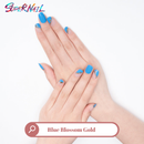 Blue Blossom Gold Semi Cured Gel Nail Strips