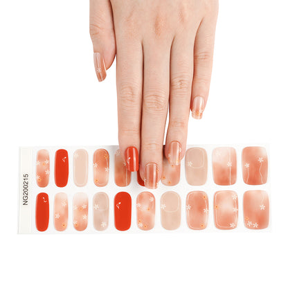 Tangerine Floral Semi Cured Gel Nail Strips