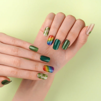 Rainbow Clover Semi Cured Gel Nail Strips