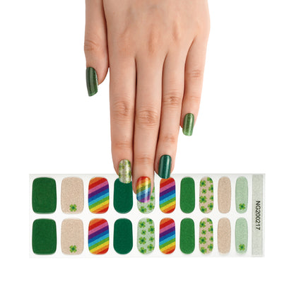 Rainbow Clover Semi Cured Gel Nail Strips