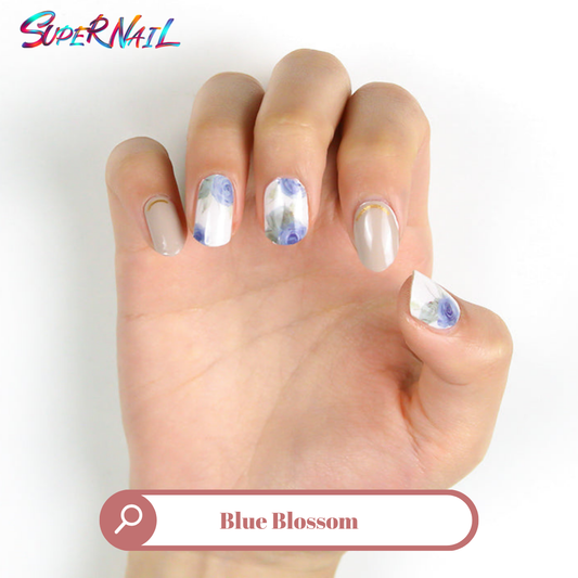 Blue Blossom Semi Cured Gel Nail Strips