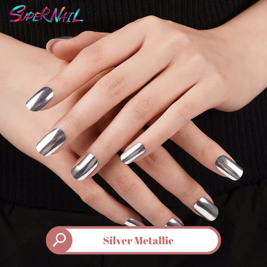 Silver Metallic Semi Cured Gel Nail Strips