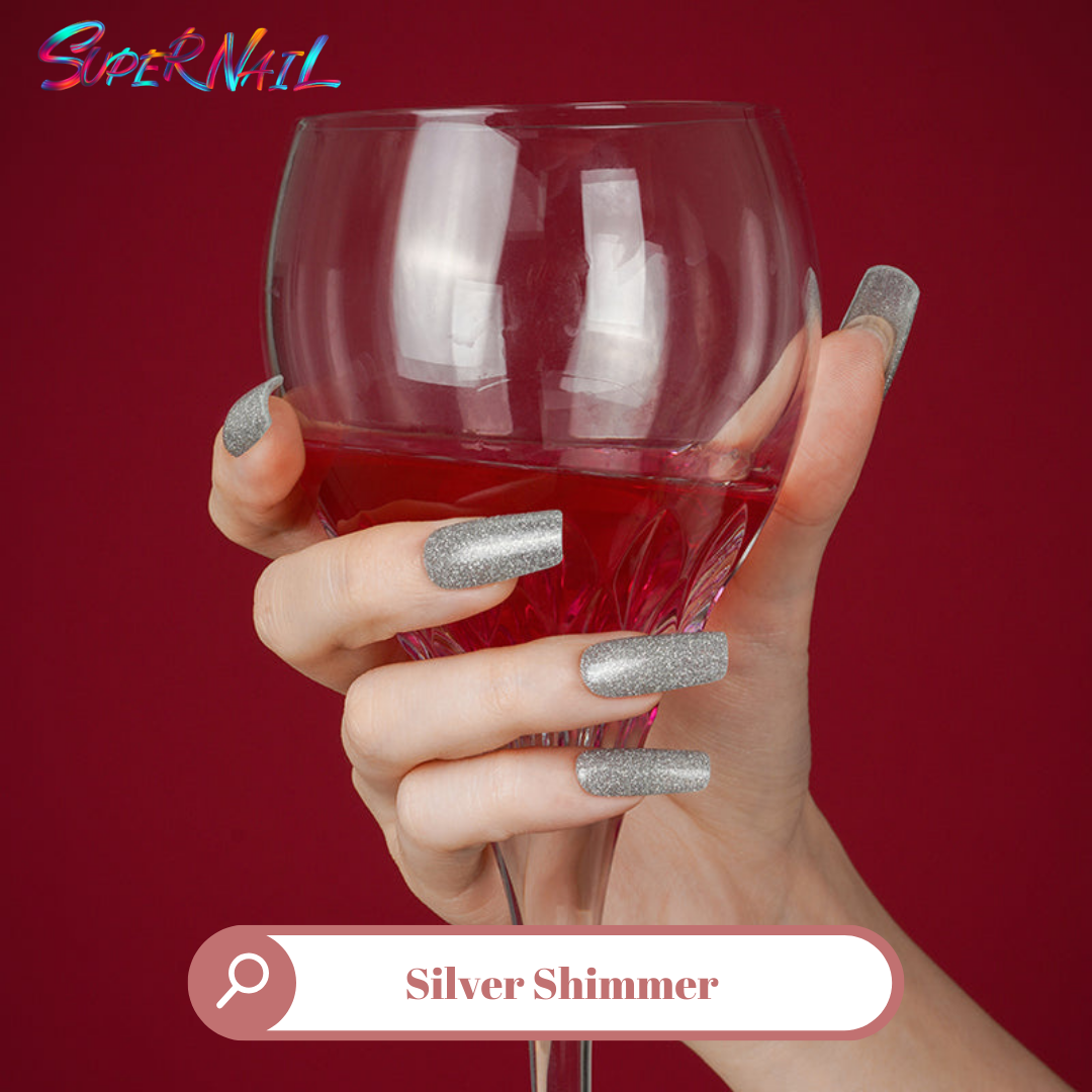 Silver Shimmer Semi Cured Gel Nail Strips