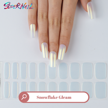 Snowflake Gleam Semi Cured Gel Nail Strips