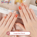 Tangerine Floral Semi Cured Gel Nail Strips