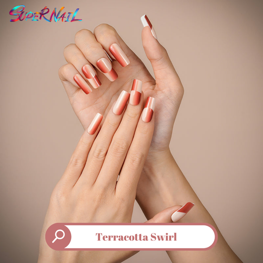 Terracotta Swirl Semi Cured Gel Nail Strips