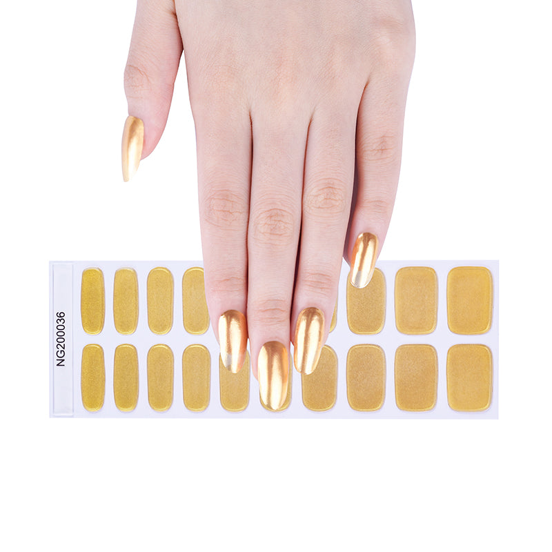 Golden Glow Semi Cured Gel Nail Strips