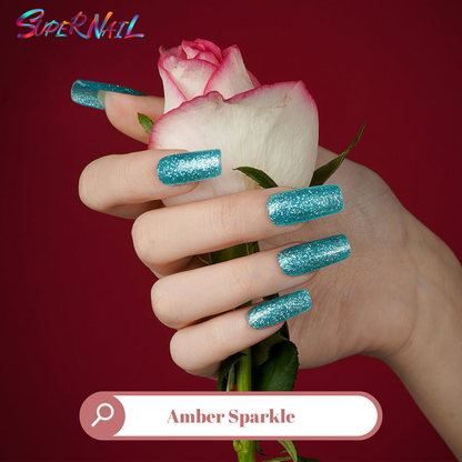 Aqua Sparkle Semi Cured Gel Nail Strips