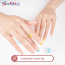 Colorful French Tip Semi Cured Gel Nail Strips